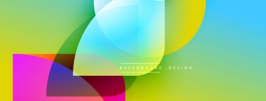 Soyut renkli tasarım, üst üste binen daireler, gradyanlar. Parlak renkler dinamik görsel efekt yaratır. Modern arkaplan ögesi.