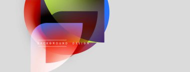 Soyut renkli şekiller örtüşür, dinamik görsel efekt yaratır. Grafik renklerine sahip modern tasarım ögeleri parlak arkaplan sunar.