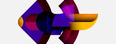 Soyut şekiller harmanlanır, canlı bileşimler yaratır. Mor, morumsu, altın rengi tasarımda baskın. Modern, dinamik görsel deneyim.