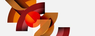 Soyut şekiller örtüşür, dinamik bileşim yaratır. Sıcak renkler baskın. Enerji, hareket, derinlik. Minimalist tasarım.