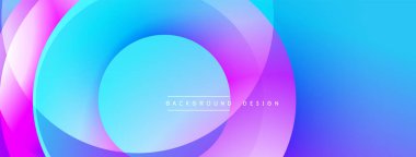 Soyut enerjik tasarım. Üst üste binen daireler dinamik, renkli bir değişim etkisi yaratır. Çeşitli projeler için modern arkaplan.