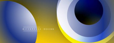 Soyut geometrik şekiller, canlı renkler, modern tasarım. Sarı, mavi gradyanlar dinamik görsel efekt yaratır. Minimalist stil.