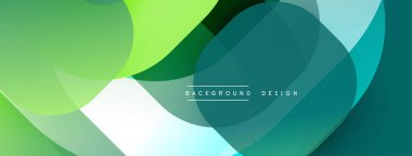 Soyut sıvı şekiller, canlı yeşil renkler, üst üste binen katmanlar modern arkaplan oluşturur. Metin elementli minimalist tasarım.