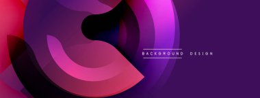 Soyut dinamik şekiller, canlı mor renkler, akan çizgiler modern arka plan yaratır. Renkler hareketi, derinliği gösteriyor.