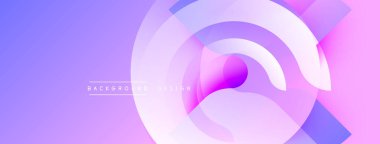 Soyut mor arkaplan. Üst üste binen daireler dinamik görsel efekt yaratır. Modern tasarım elementleri pürüzsüz eğimler sunar.