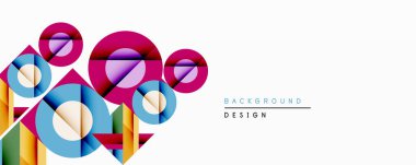 Soyut geometrik bileşim. Üst üste binen daireler, kareler dinamik görsel efektler yaratır. Parlak renk spreyi, mavi, sarı baskın tasarım. Modern, temiz estetik.