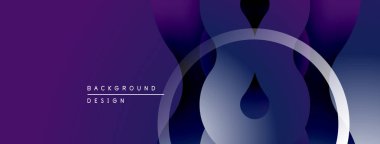 Soyut mor tasarım, üst üste binen daireler, gradyanlar, damlacık şekilleri. Dijital projeler için modern arkaplan.