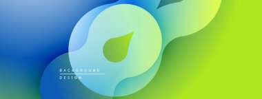 Soyut sıvı şekilleri mavi ve yeşil renkleri harmanlıyor. Modern tasarım hareketi, enerjiyi, tazeliği çağrıştırıyor. Minimalist estetik arka planlar.