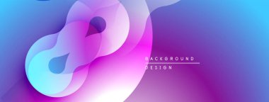 Soyut sıvı şekilleri canlı mavileri, pembeleri, morları harmanlıyor. Modern tasarım dinamik görsel deneyim yaratır. Yumuşak eğimler derinlik sunar.