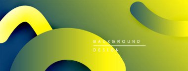 Soyut sıvı şekilleri üst üste binerek dinamik sarı, yeşil ve donanma bileşimi oluşturur. Arka planlar için modern tasarım ögesi.