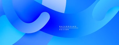 Soyut mavi arkaplan. Pürüzsüz şekiller örtüşür, dinamik görsel akış yaratır. Dereceli gölgeler derinlik sunar, modern estetik.