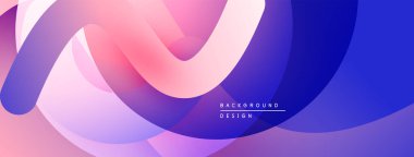 Soyut sıvı şekiller, canlı renklerin karışımı. Pembe, mor, mavi renkler dinamik bileşim oluşturur. Modern tasarım ögesi.