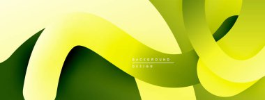 Soyut sıvı şekiller, canlı yeşil, sarı renkler. Modern tasarım, pürüzsüz eğimler dinamik kompozisyon yaratır. Minimalist estetik.