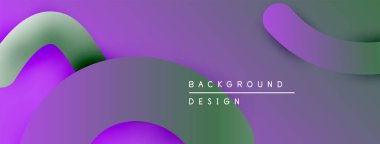 Soyut sıvı şekilleri, mor yeşil gradyanlar. Arka planlar ve sunumlar için modern tasarım öğesi. Minimalist estetik.