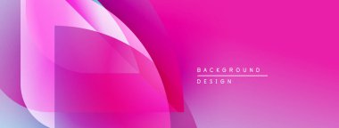 Soyut pembe, mor katmanlar dinamik bir zemin oluşturur. Modern tasarım öğeleri akıcılık, enerji, görsel cazibe.