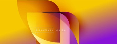 Soyut gradyan şekiller çakışıyor, dinamik görsel etki yaratıyor. Sarı, turuncu, mor renkler düzgün bir şekilde harmanlanır. Metin arkaplan tasarımı okur.