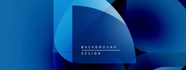 Soyut mavi tasarım üst üste binen şekiller, gradyanlar. Metin arkaplan tasarımlı modern arkaplan. Minimalist estetik, temiz çizgiler..