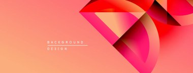 Soyut geometrik şekiller canlı pembeler ve portakallarla harmanlanır. Gradyan arka plan modern görsel etki yaratır. Tasarım enerji ve hareket önerir..