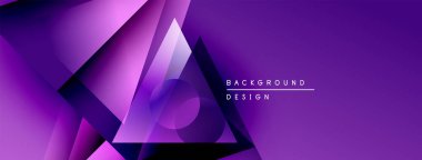 Soyut mor tasarım geometrik şekiller, gradyanlar, dinamik bileşimler içerir. Sunumlar ve web siteleri için modern arkaplan uygun.