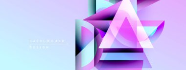 Soyut geometrik şekiller, canlı renkler, değişken arkaplan. Modern tasarım elementleri dinamik görsel etki yaratır.