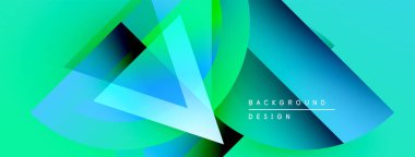 Soyut geometrik şekiller örtüşüyor, canlı turkuazlar yaratıyor, yeşil gradyanlar. Arkaplan ve sunumlar için modern tasarım ögesi.