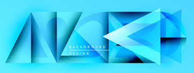 Soyut mavi şekiller dinamik arkaplan yaratır. Geometrik formlar çakışıyor, derinlik ve modern tasarım elementleri öneriliyor. Parlaklık değişir.