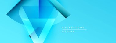 Soyut mavi geometrik şekiller dinamik arkaplan yaratır. Renkler derinliği gösteriyor, modern tasarım estetiği. Minimalist kompozisyon.