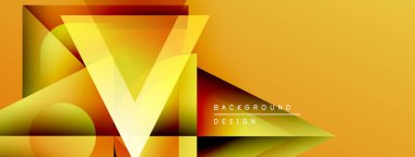 Soyut geometrik tasarım. Canlı sarı, turuncu renkler dinamik kompozisyon oluşturur. Arkaplan ve sunumlar için modern biçim uygun.