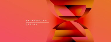 Soyut geometrik tasarım. Kırmızı, turuncu gradyanlar dinamik görsel efekt yaratır. Sunumlar ve web siteleri için modern arkaplan uygun.