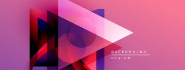 Soyut geometrik şekiller örtüşüyor, canlı pembe, mor renkler yaratıyor. Modern tasarım elementleri dinamik görsel deneyim önerir.