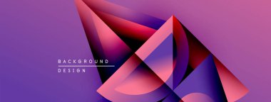 Soyut geometrik şekiller örtüşüyor, canlı mor ve pembe renkler yaratıyor. Modern tasarım teknoloji, yenilik ve enerji öneriyor.