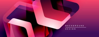 Soyut geometrik şekiller örtüşüyor, canlı pembe, kırmızı gradyanlar yaratıyor. Modern tasarım dinamik enerji ve görsel ilgi öneriyor.