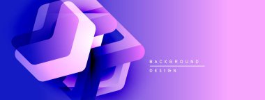 Soyut geometrik şekiller, canlı mor gradyan. Modern tasarım elementleri dinamik görsel etki yaratır. Minimalist estetik.