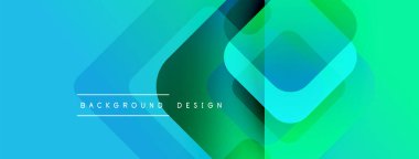 Soyut geometrik arkaplan. Üst üste binen kareler canlı bir değişim etkisi yaratır. Modern tasarım elementleri, mavi, yeşil renkler kompozisyona hakim.