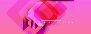 Soyut pembe arka plan. Üst üste binen kareler katmanlı etki yaratır. Değişken renklere sahip modern tasarım, basit metin ögeleri.