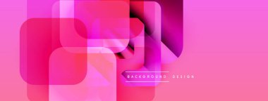 Soyut geometrik şekiller örtüşüyor, canlı pembe, mor renkler yaratıyor. Arkaplan ve sunumlar için modern tasarım ögesi.