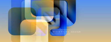 Soyut geometrik şekiller örtüşür, parlak mavi, altın renkleri yaratır. Modern tasarım teknoloji, yenilik, akıcılık öneriyor..