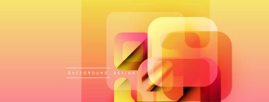 Soyut geometrik şekiller örtüşür, canlı bir gradyan arkaplan oluşturur. Sıcak renkler tasarıma hakim, modern estetiğe işaret ediyor.