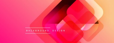 Soyut geometrik şekiller örtüşüyor, canlı pembe, turuncu gradyan oluşturuyor. Arkaplan ve sunumlar için modern tasarım ögesi.