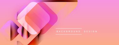 Soyut geometrik şekiller örtüşüyor, canlı pembe, turuncu renkler yaratıyor. Arkaplan ve sunumlar için uygun modern tasarım.