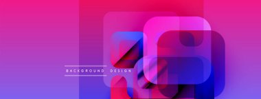 Soyut, enerjik bir arkaplan. Üst üste binen yuvarlak kareler dinamik görsel efekt yaratır. Gradyan renkler pürüzsüz, modern tasarım.