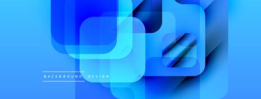 Soyut mavi katmanlar dinamik bileşim yaratır. Modern tasarım elementleri teknoloji, yenilik, akıcılık öneriyor. Parlak gradyanlar görsel ilgi sunar.