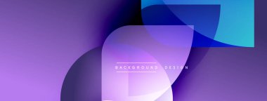 Soyut eğim arkaplanı. Üst üste binen şekiller dinamik görsel efekt yaratır. Mor, mavi renkler kompozisyona hakim. Modern tasarım ögesi.