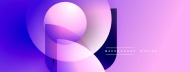 Soyut şekiller mor, pembe renkleri harmanlıyor. Gradyan arka plan modern görsel efekt yaratır. Minimalist tasarım teknoloji ve yenilik öneriyor.