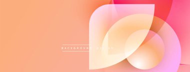 Soyut gradyan şekiller çakışıyor, yumuşak görsel efektler yaratıyor. Şeftali, pembe renkler dizaynın hakimi. Mevcut en küçük metin.