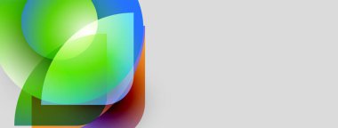 Soyut renkli şekiller örtüşüyor ve canlı bir görsel etki yaratıyor. Gradyan renkler düzgün bir şekilde harmanlanarak modern estetik sunuyor..