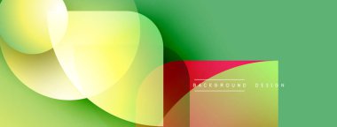 Soyut gradyan şekiller çakışıyor, dinamik görsel etki yaratıyor. Yeşil, sarı, turuncu renkler kompozisyona hakim. Metin arkaplan tasarımı okur.