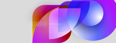 Soyut renkli çakışan şekiller. Gradyan renkler dinamik görsel efekt yaratır. Arkaplan ve sunumlar için modern tasarım ögesi.