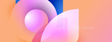 Soyut şekiller örtüşür, yumuşak eğimler yaratır. Şeftali, pembe, mavi renkler kusursuz bir şekilde harmanlanır. Arka planlar için modern tasarım ögesi.