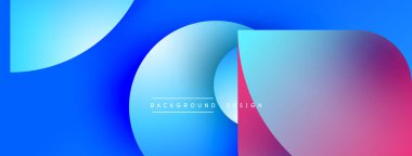 Soyut tasarım özellikleri üst üste binen mavi, pembe gradyanlar. Modern estetik, temiz çizgiler, uygun arkaplan unsuru. Basit metin örtüsü mevcut.